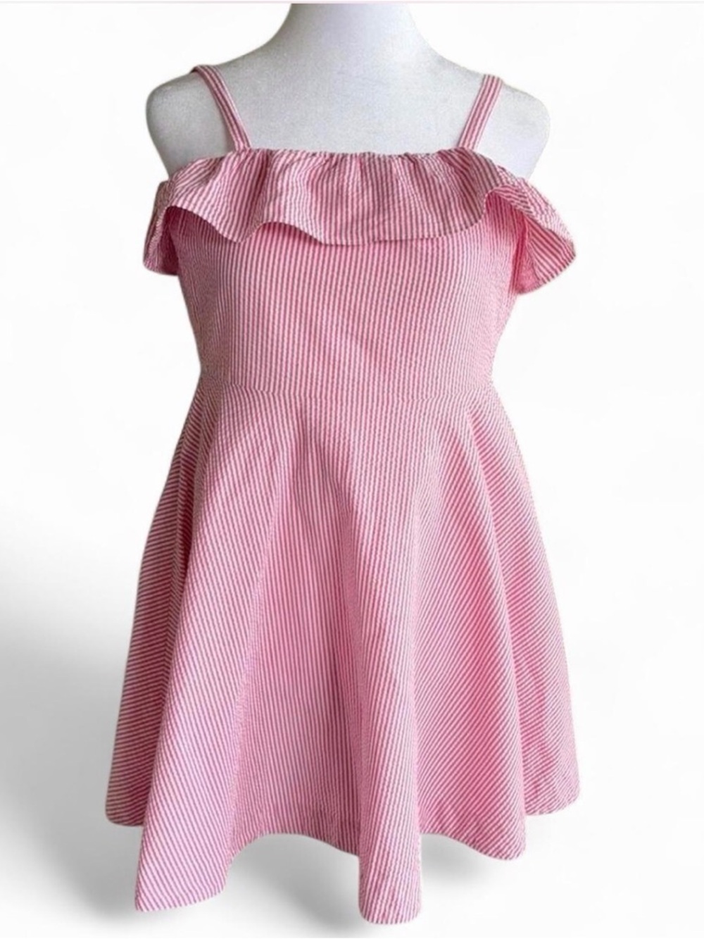 Polo by Ralph Lauren Pink Striped Ruffle-Top Casual Dress